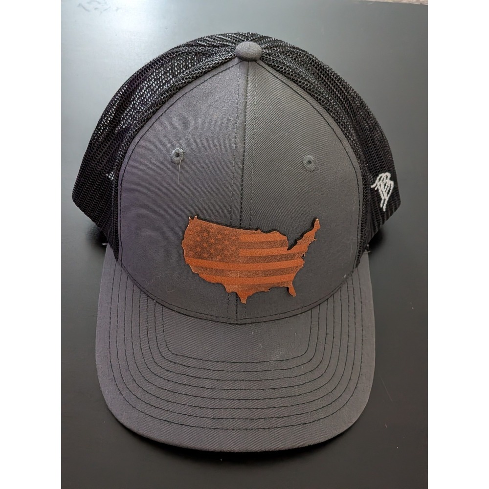 Branded Bills Snapback Mesh Trucker Hat Gray Black USA‎ Flag Logo